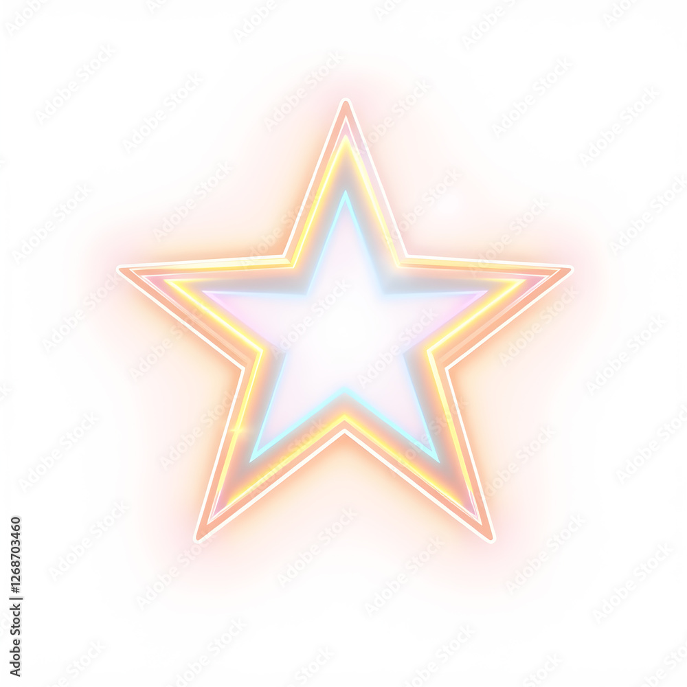 Obraz premium Star holographic 3D icon. neon symbol vector illustration isolated on white background. Generative AI