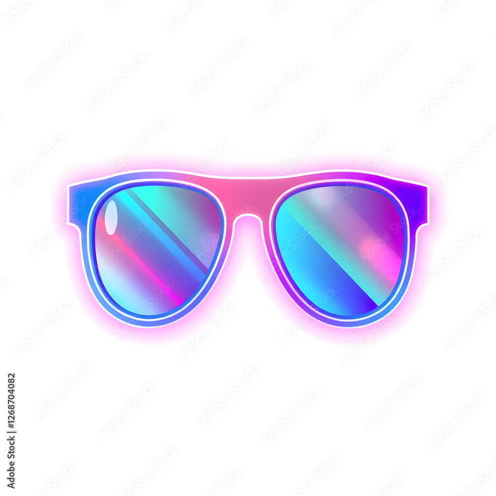 Sunglasses holographic 3D icon. neon symbol vector illustration isolated on white background. Generative AI Sunglasses holographic 3D icon. neon symbol vector illustration isolated on white background. Generative AI