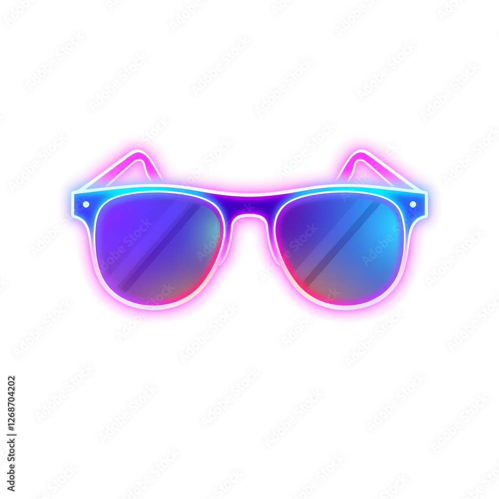 Sunglasses holographic 3D icon. neon symbol vector illustration isolated on white background. Generative AI Sunglasses holographic 3D icon. neon symbol vector illustration isolated on white background. Generative AI