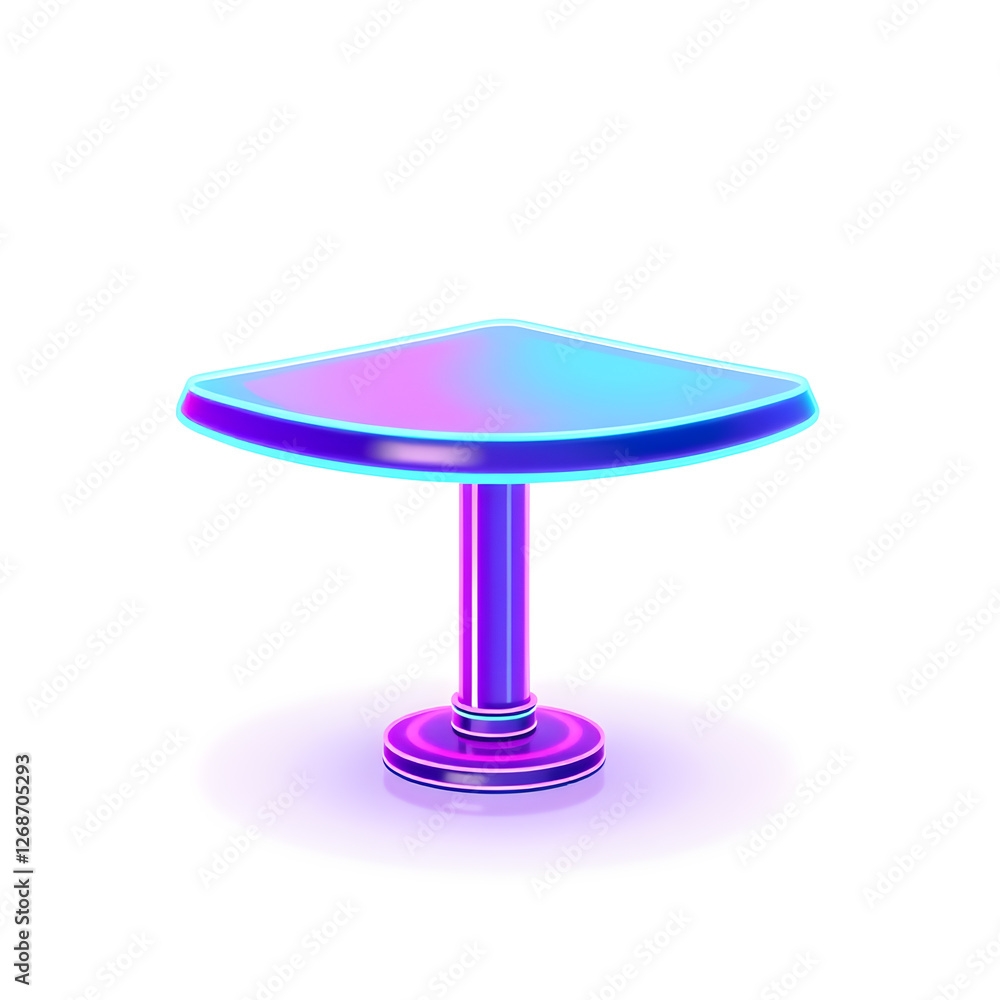 Table holographic 3D icon. neon symbol vector illustration isolated on white background. Generative AI Table holographic 3D icon. neon symbol vector illustration isolated on white background. Generative AI