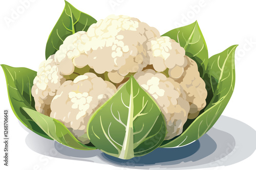 Cauliflower isolated on a transparent or white background, vector illustration