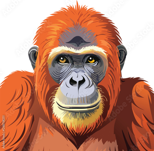 Orangutan isolated on a transparent or white background, vector illustration