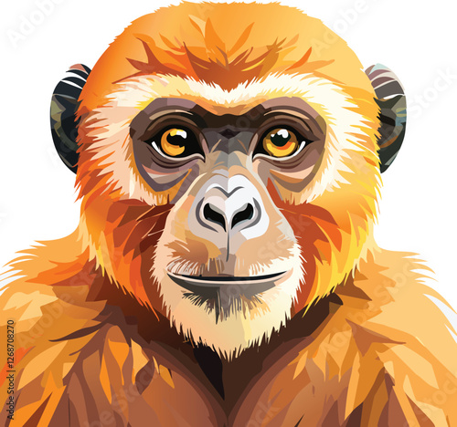 Gibbon isolated on a transparent or white background, vector illustration