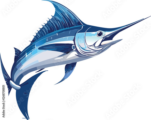 Swordfish isolated on a transparent or white background, vector illustration
