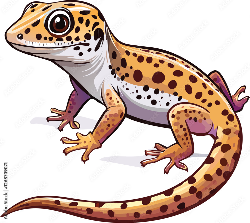Naklejka premium Leopard Gecko isolated on a transparent or white background, vector illustration
