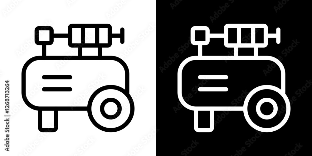 Air compressor icons vectors set in stroke line style. Air compressor icons vectors set in stroke line style.