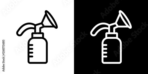 Breast pump icons vectors set in stroke line style.