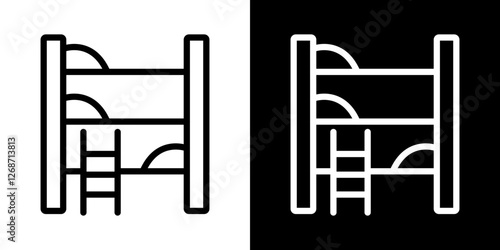 Bunk bed icons vectors set in stroke line style.