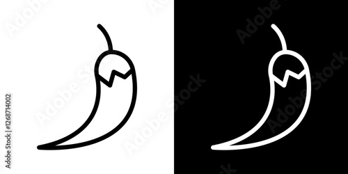 Chili icons vectors set in stroke line style.