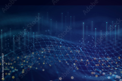 Digital Network Abstract: A mesmerizing abstract digital landscape featuring a network of interconnected lines and data points, symbolizing the complex world of data, technology.