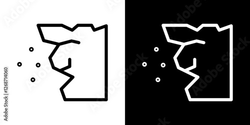 Cliff icons vectors set in stroke line style.