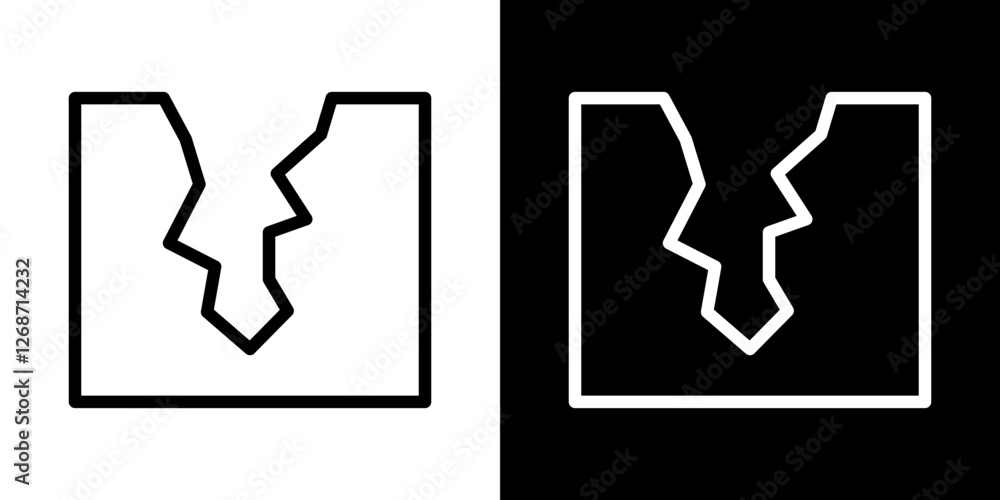 Crack icons vectors set in stroke line style. Crack icons vectors set in stroke line style.