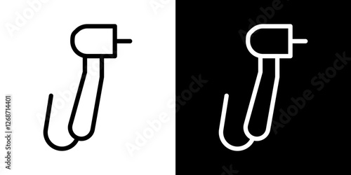 Dental drill icons vectors set in stroke line style.