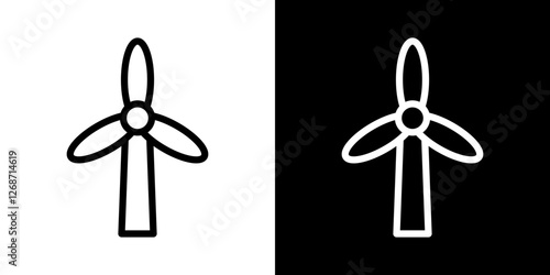 Eolic energy icons vectors set in stroke line style.