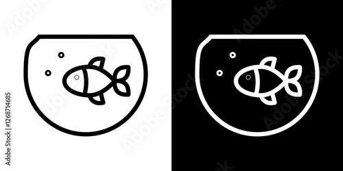 Fish bowl icons vectors set in stroke line style.