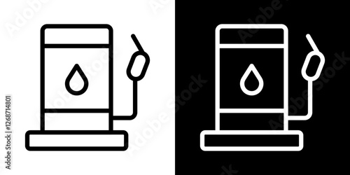 Gas station icons vectors set in stroke line style.