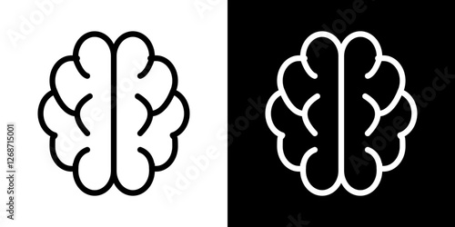 Human brain icons vectors set in stroke line style.