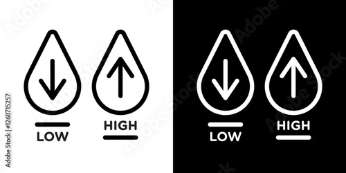 Low and high cholesterol icons vectors set in stroke line style.