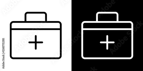 Medical aid kit icons vectors set in stroke line style.
