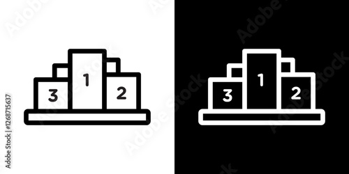 Podium icons vectors set in stroke line style.