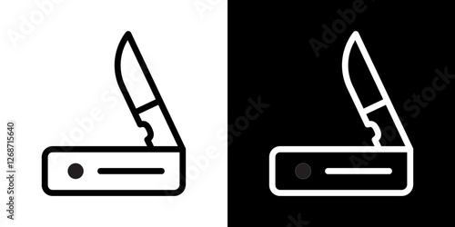 Pocket knife icons vectors set in stroke line style.