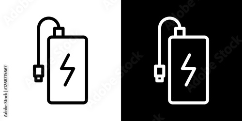 Power bank icons vectors set in stroke line style.