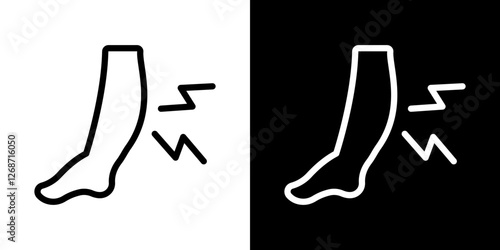Shin pain icons vectors set in stroke line style.