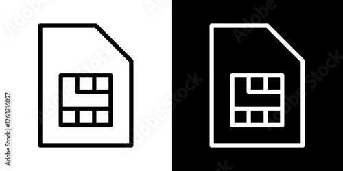 Sim card icons vectors set in stroke line style.