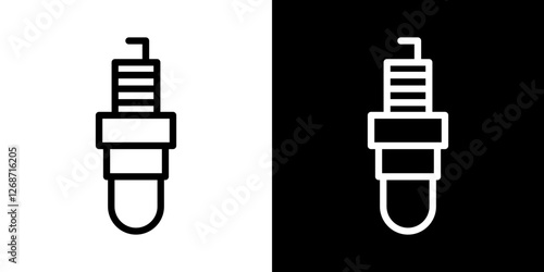 Spark plug icons vectors set in stroke line style.