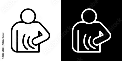 Stomachache icons vectors set in stroke line style.