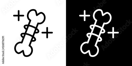Strong healthy bones icons vectors set in stroke line style.