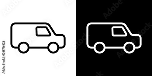 Van icons vectors set in stroke line style.