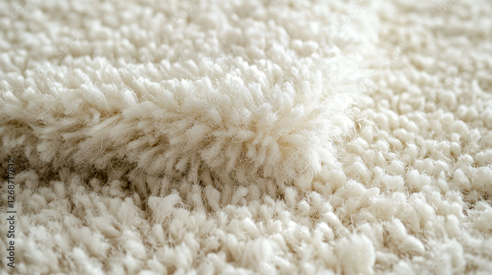 Close-up view of a contemporary shaggy rug showcasing soft neutral tones and fluffy texture Close-up view of a contemporary shaggy rug showcasing soft neutral tones and fluffy texture
