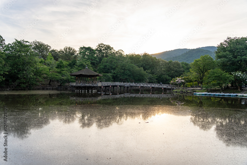 Ukimido Pavilion in Nara park early in the morning