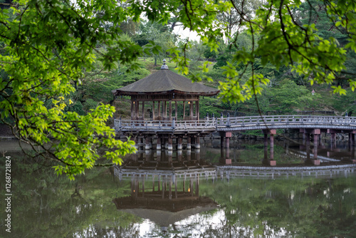 Obraz na płótnie Ukimido Pavilion in Nara park early in the morning w salonie