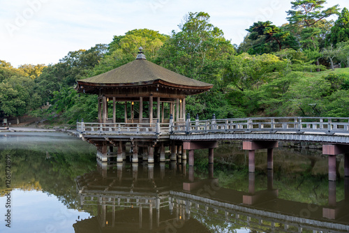 Obraz na płótnie Ukimido Pavilion in Nara park early in the morning w salonie