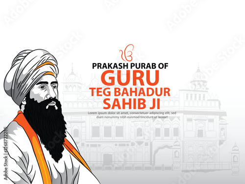 illustration of Martyrdom Day of Guru Tegh Bahadur Sahib card,poster backgroung.