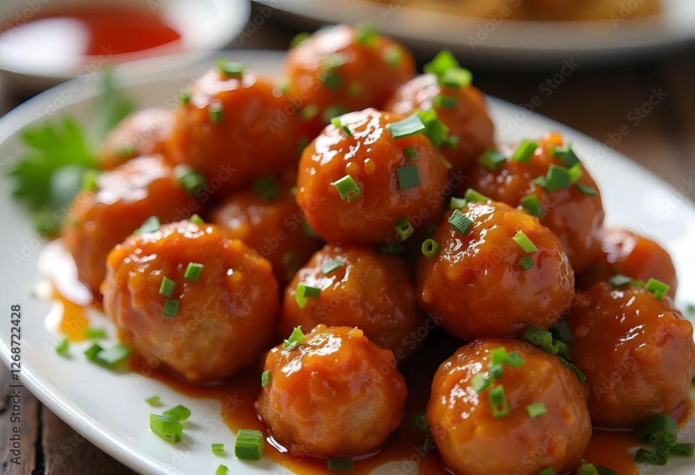 Meat balls in tomato sauce served dill
Meat balls in tomato sauce served dill