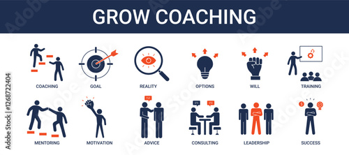 Grow Coaching icon set collection