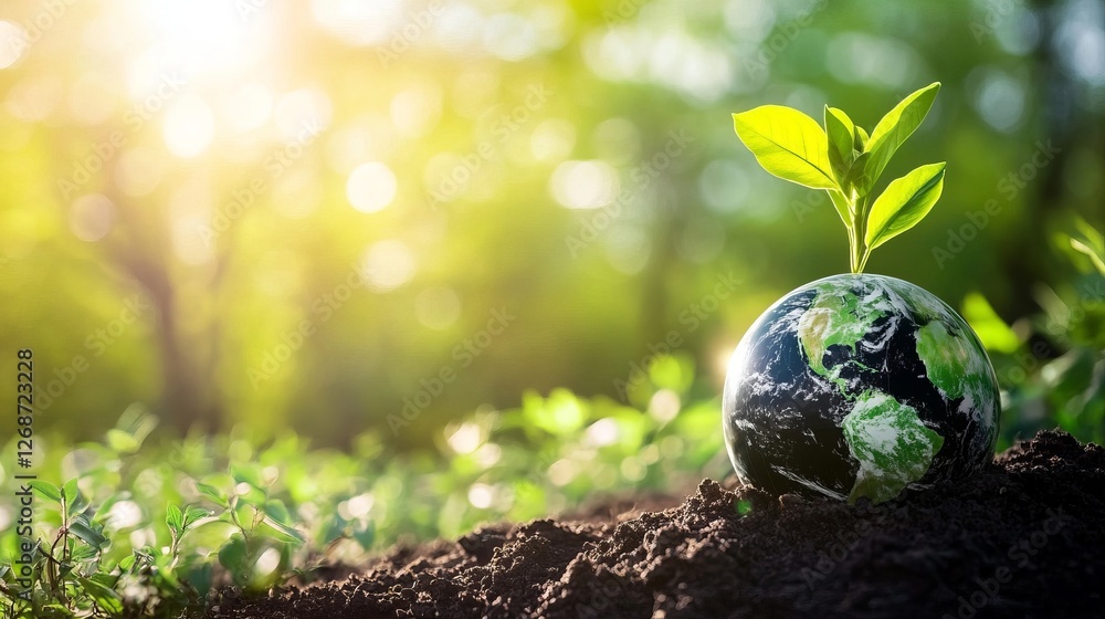 Plant Growing On A Globe. Symbol Of New Life And A Clean World. Plant Growing On A Globe. Symbol Of New Life And A Clean World.