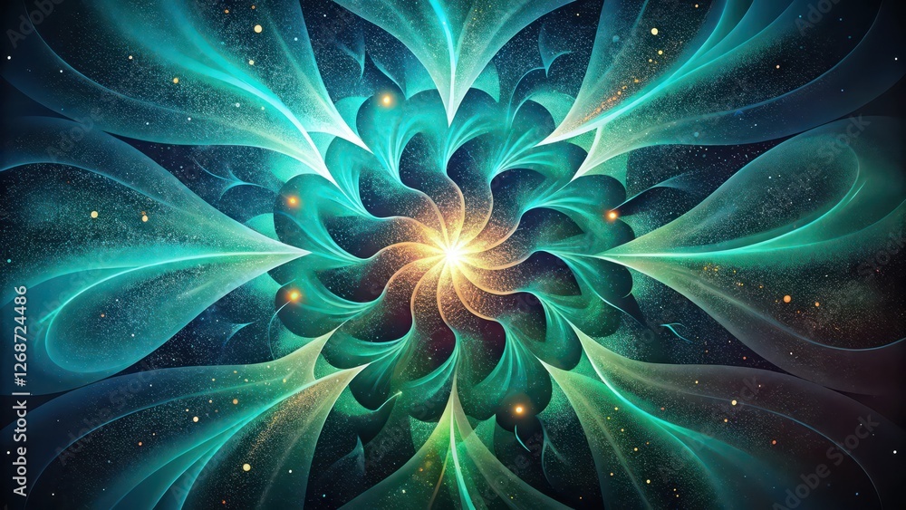 Fototapeta premium Abstract Teal Flower with Glowing Background