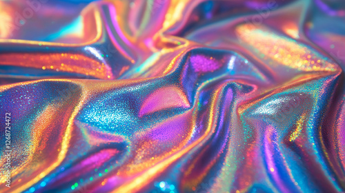 Holographic fabric texture and irridescent background glitters