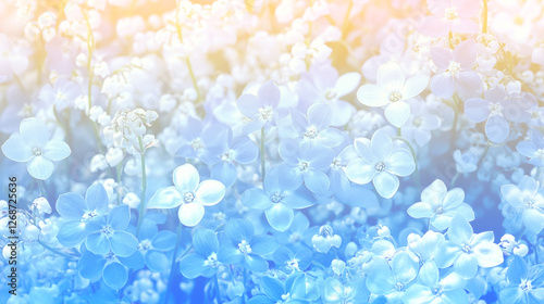 Gentle blurred background with silhouette of leaves in pastel colors