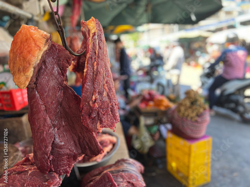 Meat at the Local food market in Phnom Penh