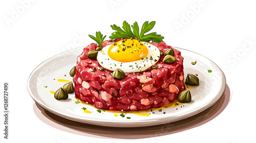 Appetizing Beef Tartare with Egg