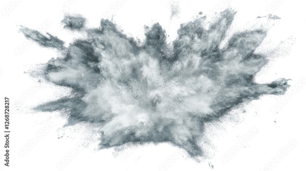 White powder exploding on transparent background with realistic particles White powder exploding on transparent background with realistic particles