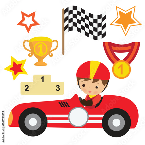 Race set vector cartoon illustration