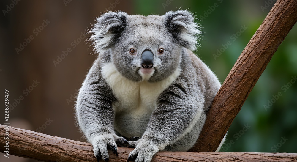 Naklejka premium Close-up of a relaxed koala resting on a branch.