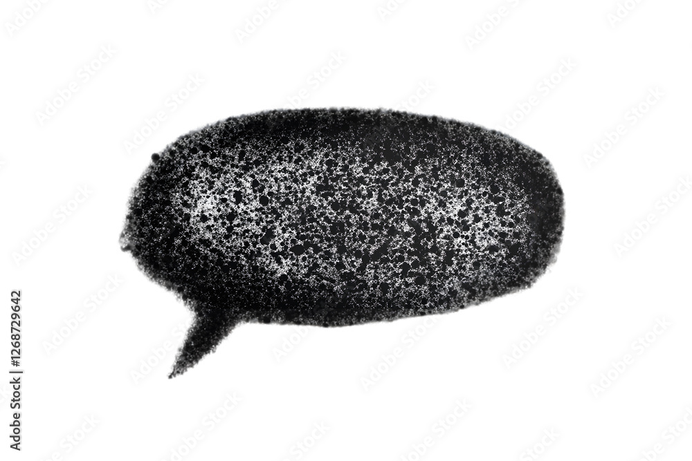 Black speech bubble filled with white particles on transparent background. Ideal for communication, dialogue, or message concepts Black speech bubble filled with white particles on transparent background. Ideal for communication, dialogue, or message concepts