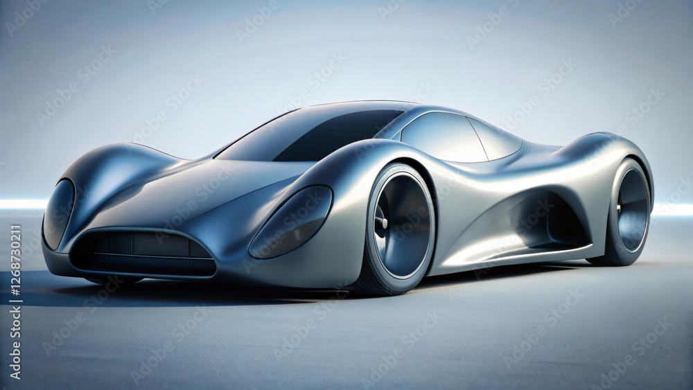 A sleek, futuristic car with a smooth, aerodynamic design is showcased against a minimalistic background. The vehicle's metallic finish and unconventional shape emphasize speed and innovation.AI A sleek, futuristic car with a smooth, aerodynamic design is showcased against a minimalistic background. The vehicle's metallic finish and unconventional shape emphasize speed and innovation.AI